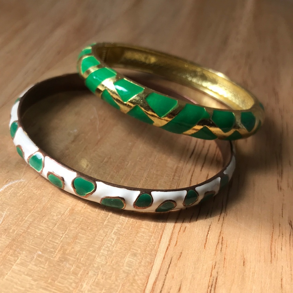 Green Enamel Bracelet Set